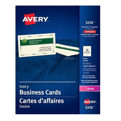 Business Cards-2X3-1/2 Ivory Perforated 250/Pk