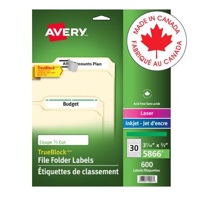 Labels-File Folder Permanent 3-7/16X2/3 Green 600/Pk