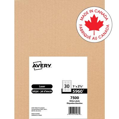 Labels-Rectangle Easy Peel White 1X2-5/8 7500/Box