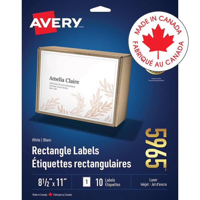Labels-Shipping Trueblock White 8-1/2" X 11",   10/Pack