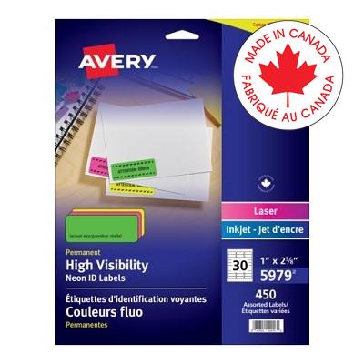 Labels-High Visibility Neon 1X2-5/8 Neon Assorted 450/Pk