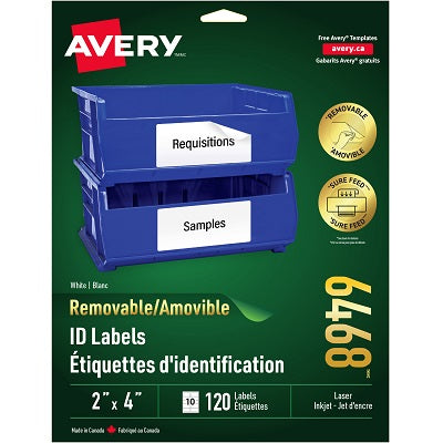 Labels-I.D. Removable 2X4 White 120/Pk