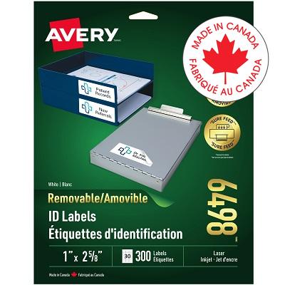 Labels-I.D. Removable 2-5/8X1 White 300/Pk