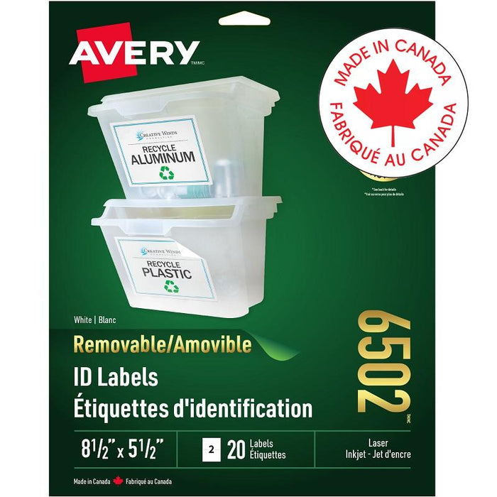 Labels-Removable Multi-Purpose 5-1/2" X 8-1/2" White 20/Pk