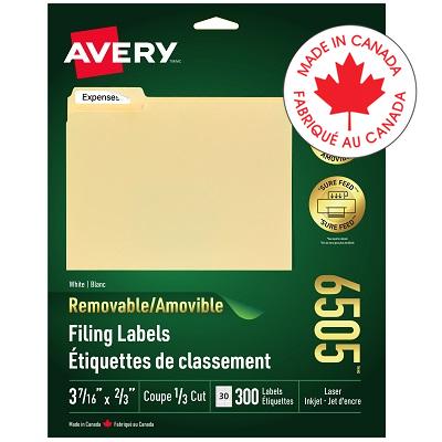 Labels-File Folder Removable 3-7/16X2/3 White 300/Pk