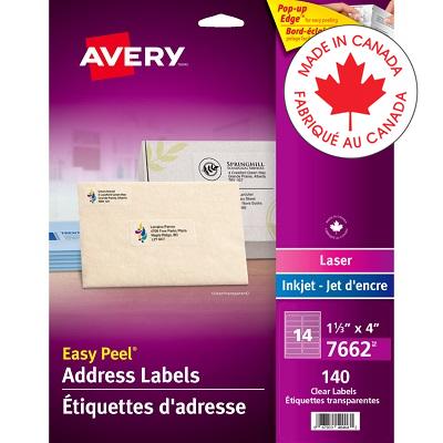 Labels-Easy Peel, Clear Glossy Address 1-1/3X4 140/Pk