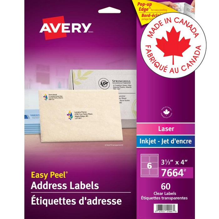 Labels-Easy Peel, Clear Glossy Address 3-1/3X4 60/Pk
