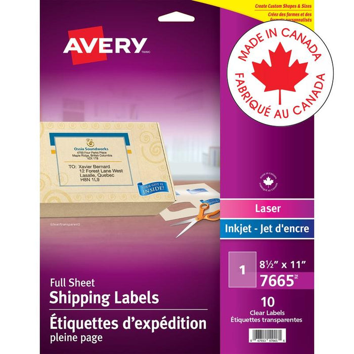Labels-Easy Peel, Clear Glossy Shipping 8-1/2X11 10/Pk