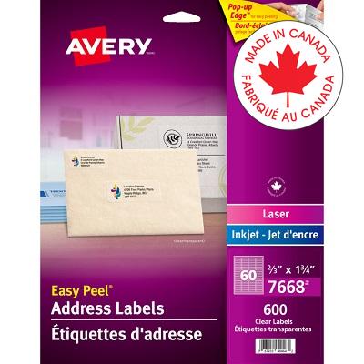 Labels-Easy Peel, Clear Glossy Address 2/3X1-3/4 600/Pk