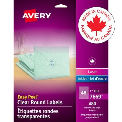 Labels-Easy Peel, Clear Glossy 1" Round 480/Pack