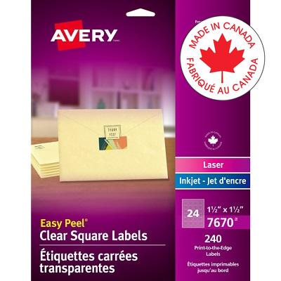 Labels-Easy Peel, Clear Glossy 1.5" Square 240/Pack
