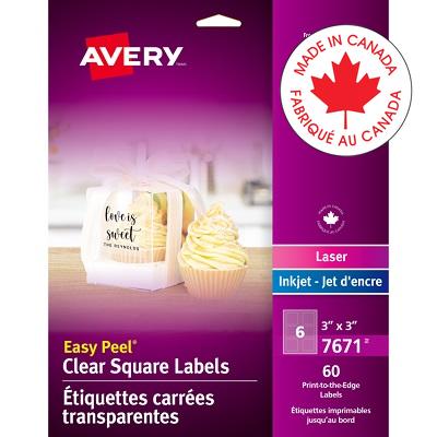 Labels-Easy Peel, Clear Glossy 3" Square  60/Pack