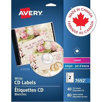 Labels-Cd/Dvd, Matte White 40/Pk