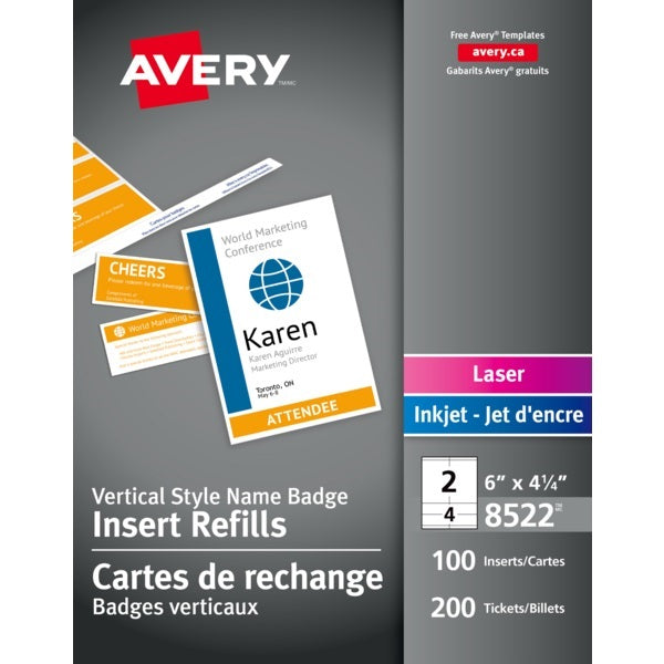 Badge Holder Refills-Vertical Inserts 6 X 4-1/4 White