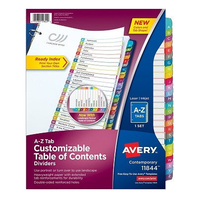 Index Dividers-Ready Index A-Z Portrait/Landscape