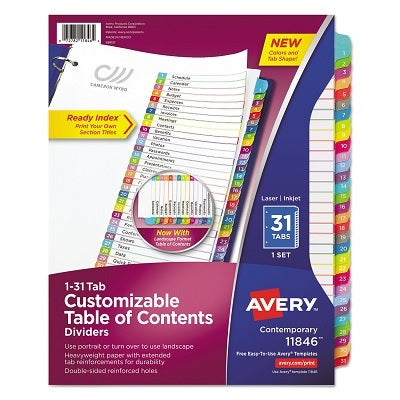 Index Dividers-Ready Index 31 Tab Portrait/Landscape