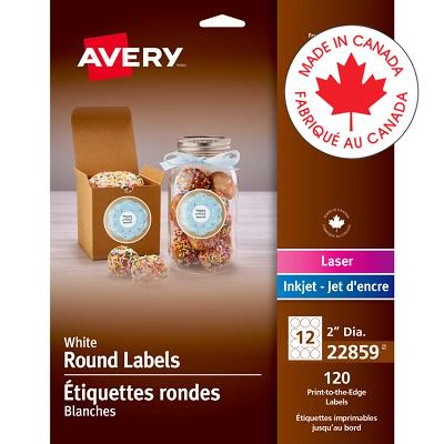 Labels-Business/Branding, Round 2", Matte White 120/Pk