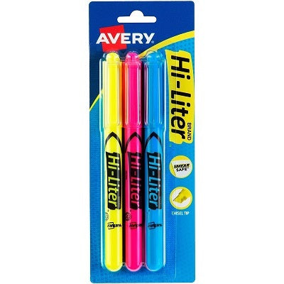 Highlighter-Hi-Liter Pen Style Chisel Tip, Assorted 3/Pack