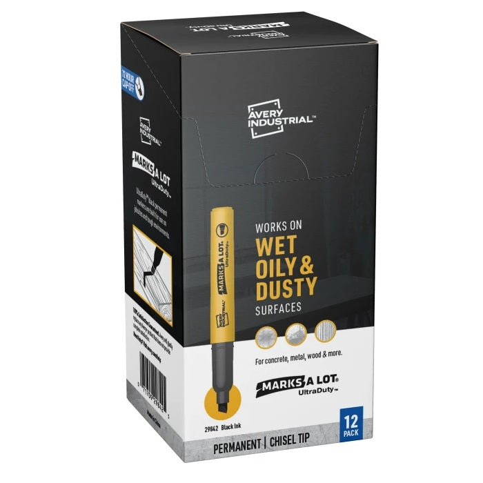Marker-Permanent, Marks A Lot Ultraduty Chisel, Black 12/Bx
