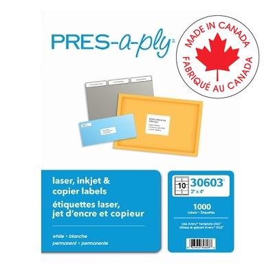 Labels-Rectangle Pres-A-Ply 2X4  1000/Box