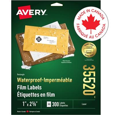 Labels-Waterproof 1" X 2-5/8" White 300/Pack