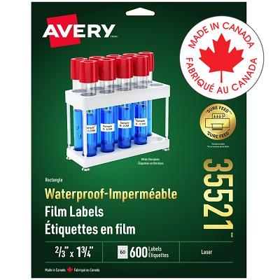 Labels-Waterproof 2/3" X 1-3/4" White, 60/Pack