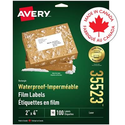 Labels-Waterproof, 2" X 4", White 100/Pack