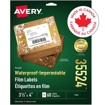 Labels-Waterproof 3-1/3" X 4" White, 60/Pack