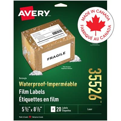 Labels-Waterproof 5-1/2" X 8-1/2" White, 20/Pack