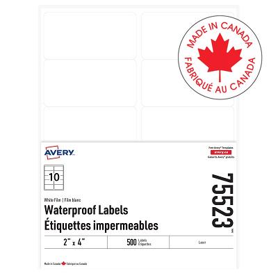 Labels-Waterproof 2" X 4" White, 500/Pack