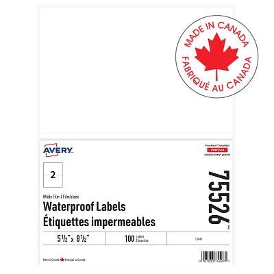 Labels-Waterproof 5-1/2" X 8-1/2" White, 100/Pack