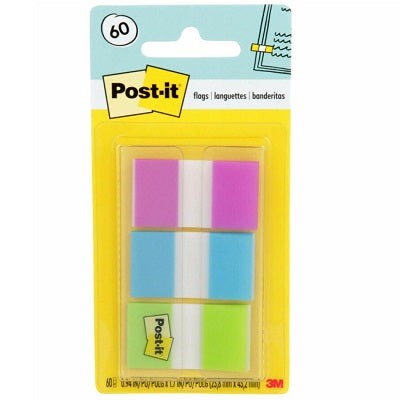 Flags-Post-It, 1" 20 Each Purple, Blue & Green
