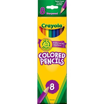 Pencils-Coloured, Crayola 8 Colours, Pre-Sharpened