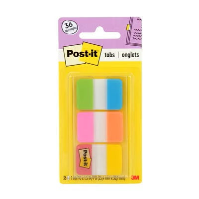 Index Tabs-Post It 1"  Aqua, Lime, Orange, Pink, Yellow, Red