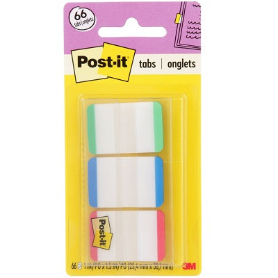 Index Tabs-Post It 1X1.5" 22 Each Of Green, Blue, & Red Line