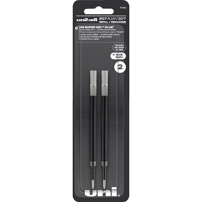 Pen Refill-Uni 207 Gel Plus 0.7Mm, Blue 2/Pack