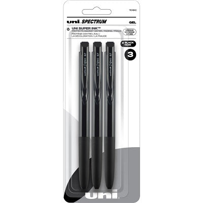 Pen-Retractable, Uni Spectrum Gel, 0.7Mm Black 3-Pack