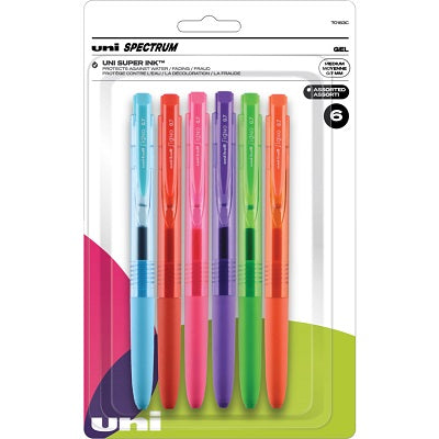 Pen-Retractable, Uni Spectrum Gel,0.7Mm Assorted 6-Pack