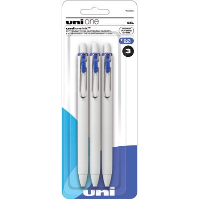Pen-Retractable, Uni One Gel, 0.7Mm Blue 3-Pack