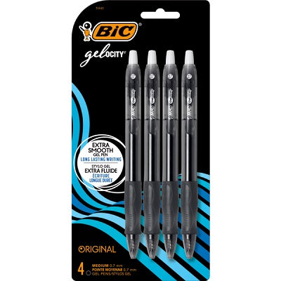 Pen-Retractable, Gel-Ocity Gel, Medium Black -Rlcp41 4/Pk