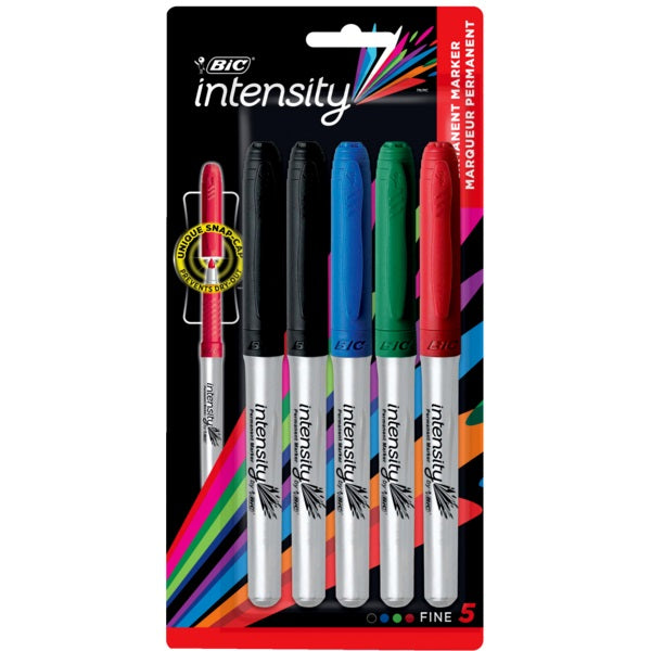 Marker-Permanent, Bic Intensity, Fine 5-Pack Assorted Gpmp51