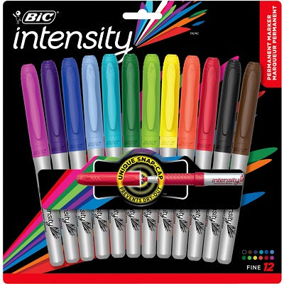 Marker-Permanent, Bic Intensity, 12 Colour -Gpmap12