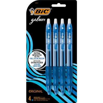 Pen-Retractable, Gel-Ocity Gel, Medium Blue -Rlcp41 4/Pk