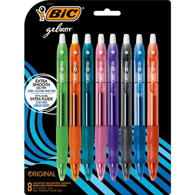 Pen-Retractable,Gel-Ocity Gel,Medium Assorted 8/Pk -Rlcap81