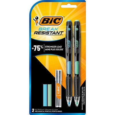 Pencil-Mechanical, Break Resistant Set 2/Pk -Mv7Pr2Op-Blk