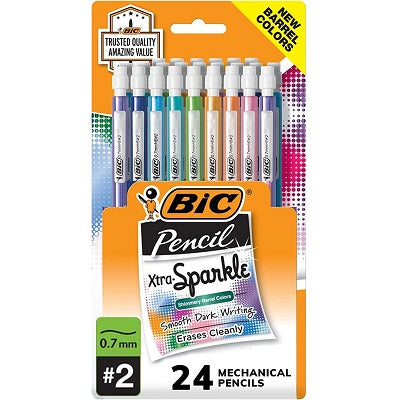 Pencil-Mechanical, Bic Refillable 0.7Mm Ast 24/Pk  -Mplp24Wc