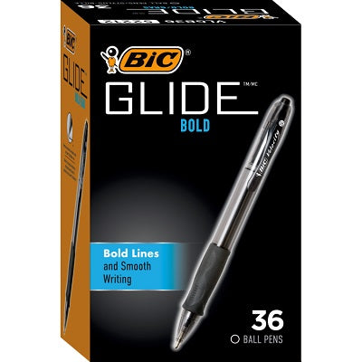 Pen-Retractable, Glide, Bold, Black 36/Box   -Vlgb361