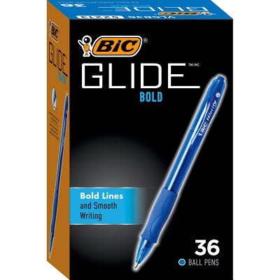 Pen-Retractable, Glide, Bold, Blue 36/Box   -Vlgb361
