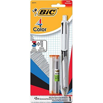 Pen-Retractable, Bic 4 Color, 3 + 0.7Mm Pencil -Mmlp1-Ast