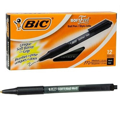 Pen-Retractable, Softfeel Medium Black -Scsm11  12/Bx